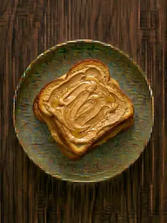 Tostada de pan brioche con mantequilla de cacahuete y miel