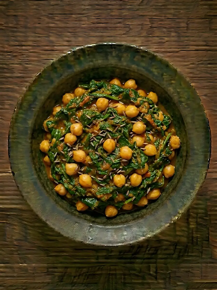Foto de Espinacas congeladas con garbanzos y comino