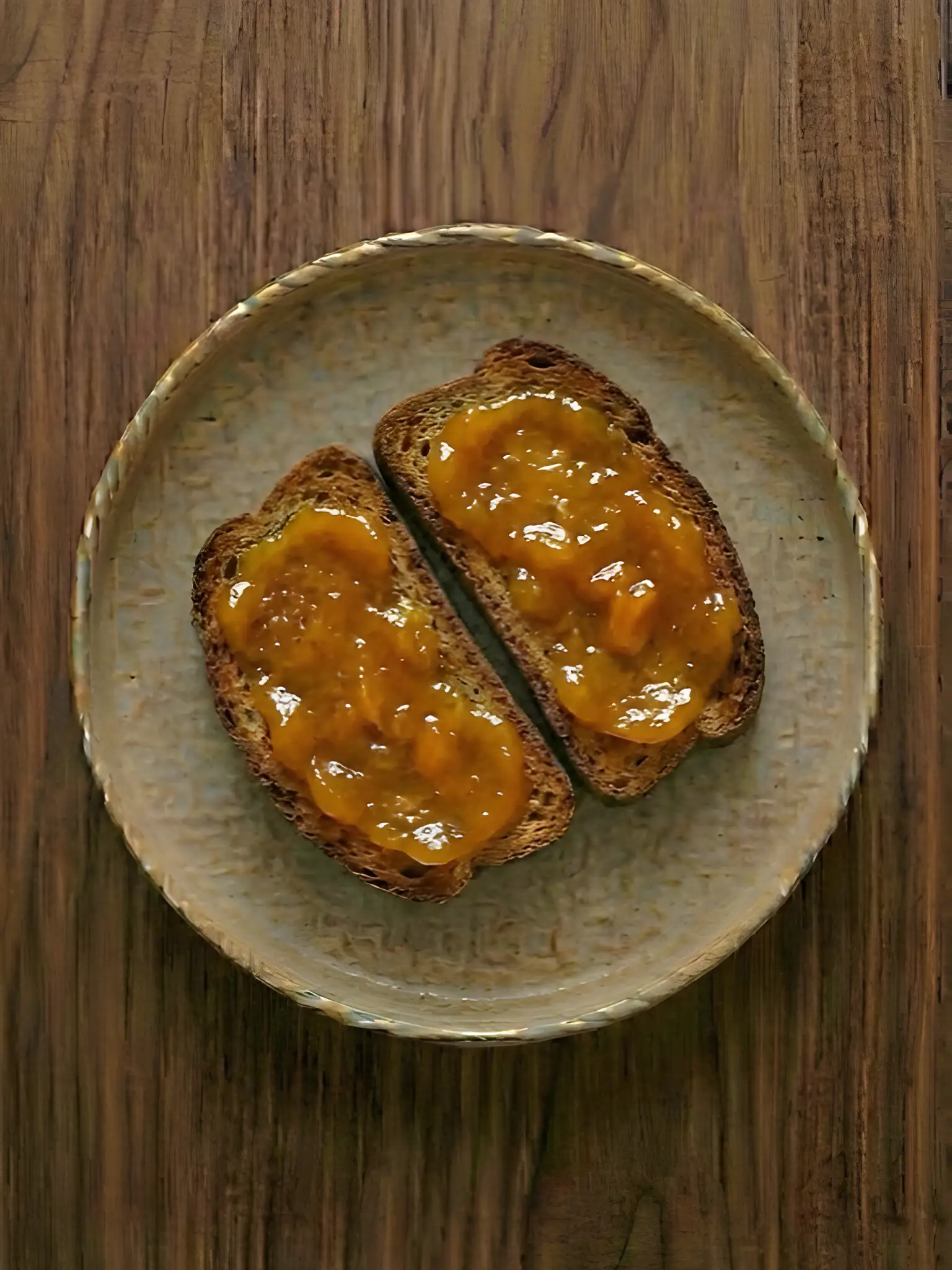 Tostada de centeno con mermelada de albaricoque