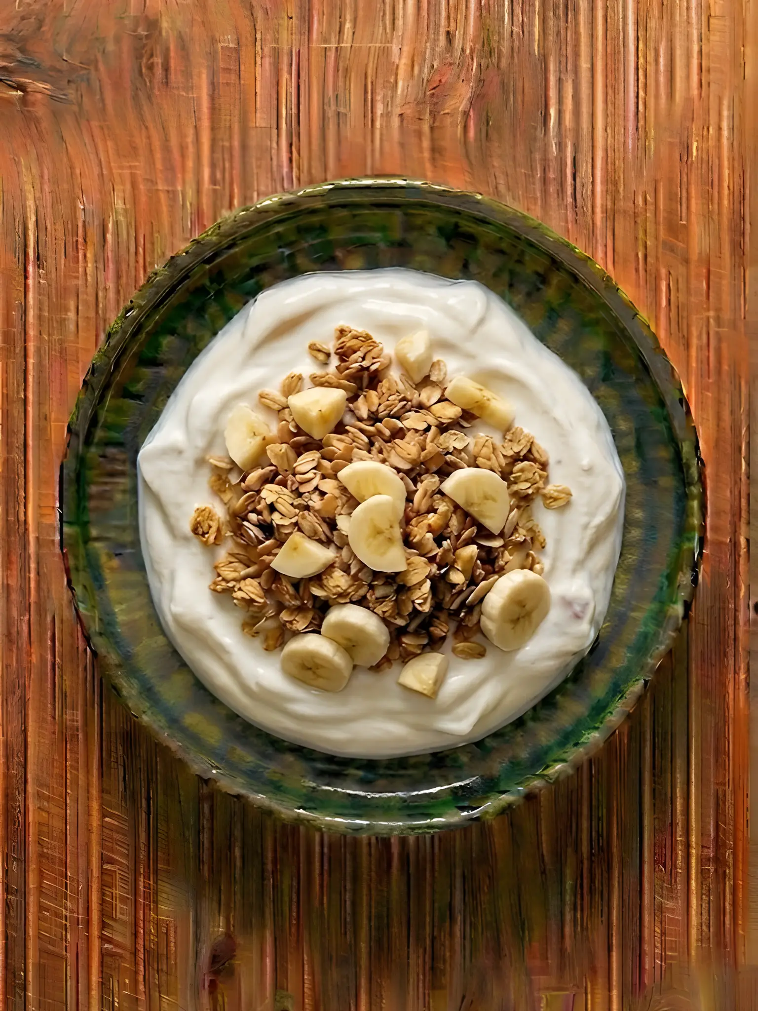 Yogur griego con granola y plátano