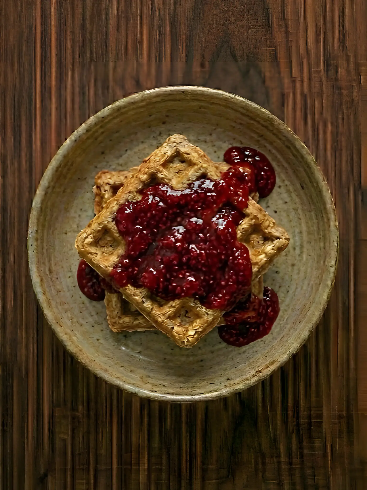 Gofres de avena con mermelada