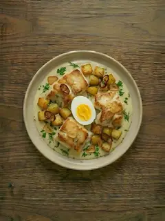 Bacalao con Patatas y Huevo Duro