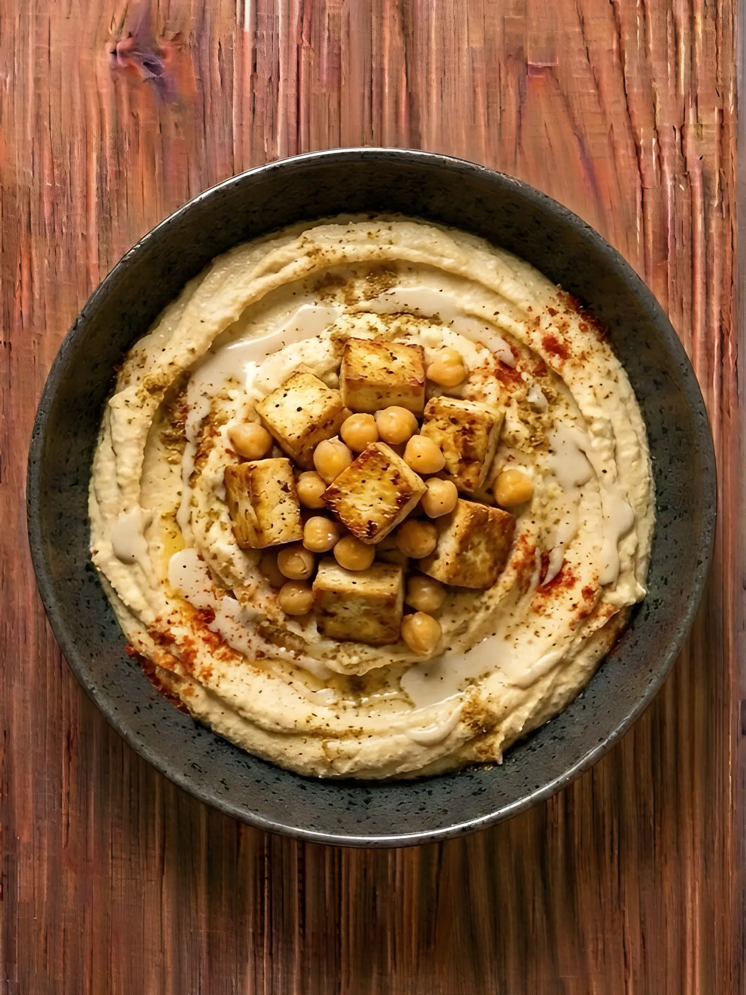 Hummus proteico casero con tofu