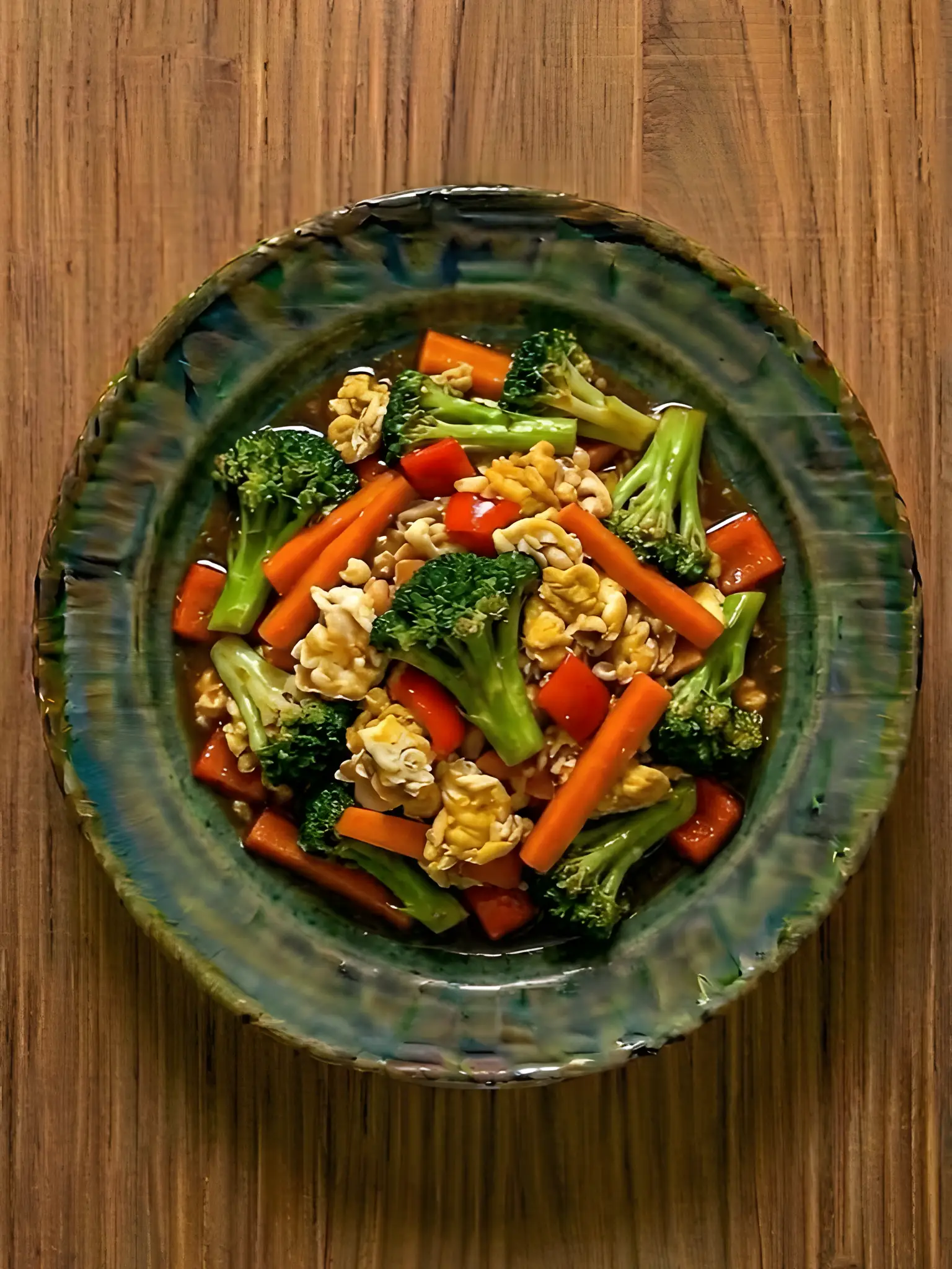 Wok de verduras con huevo y salsa de soja