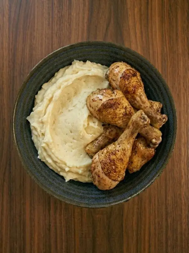 Jamoncitos de pollo al horno con puré