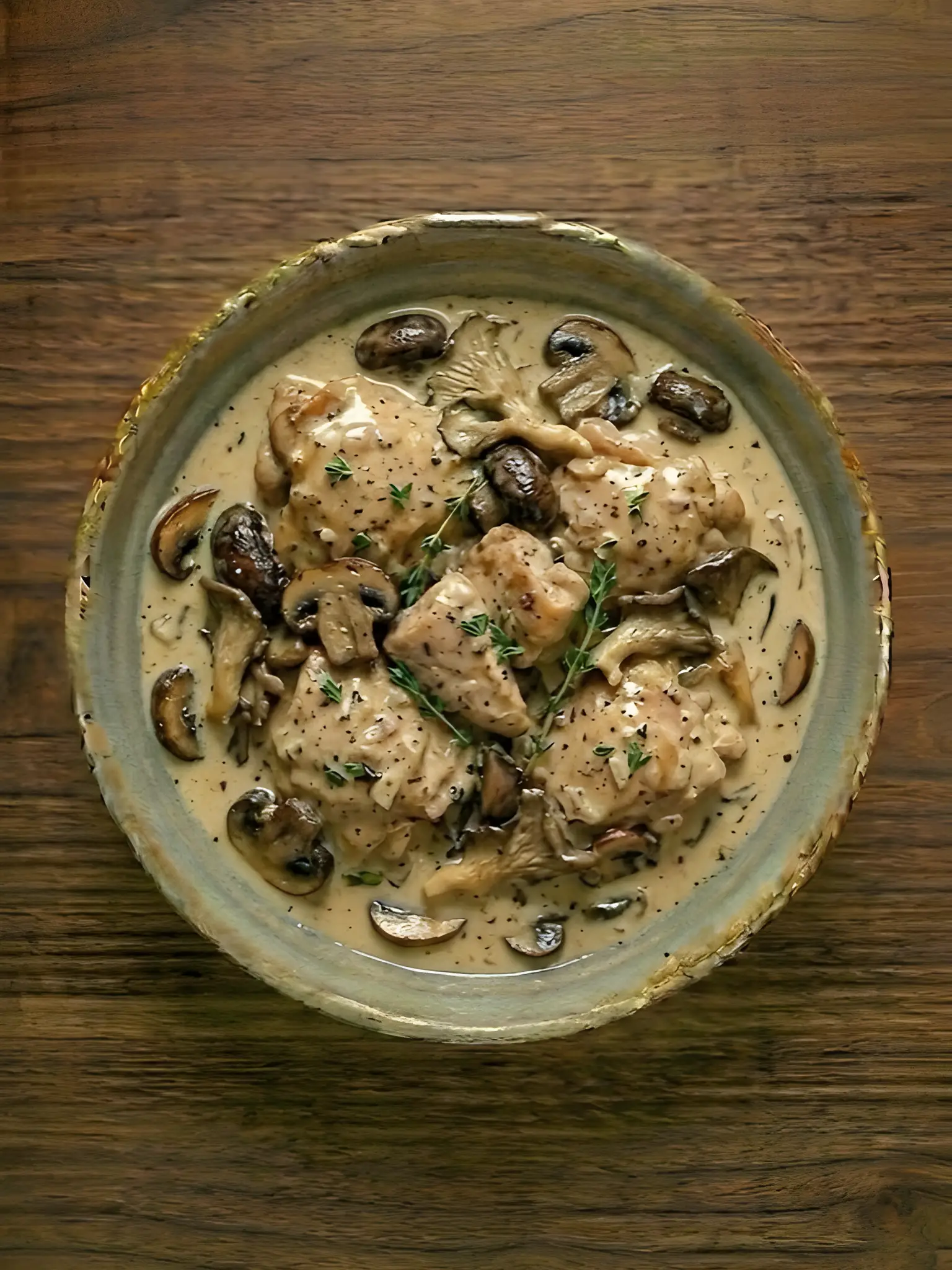 Pollo con Champiñones en Crema