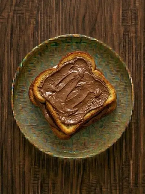 Tostada de pan brioche con crema de cacao