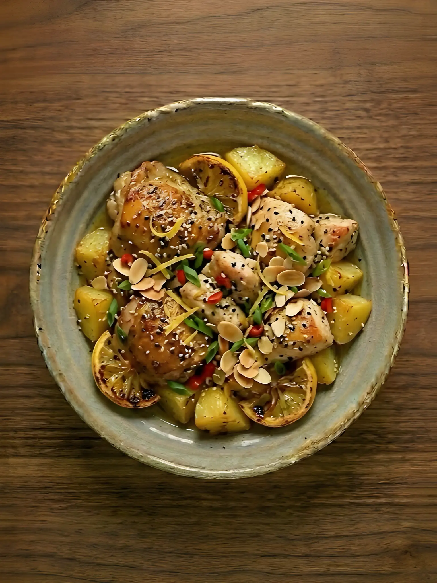 Pollo al horno con patatas y limón