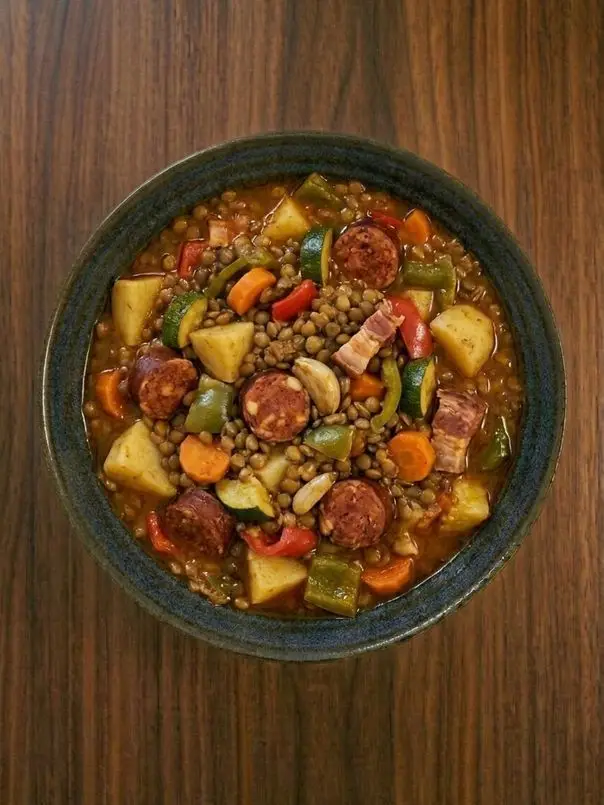 Lentejas con chorizo y compango