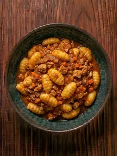 Ñoquis con boloñesa de pavo