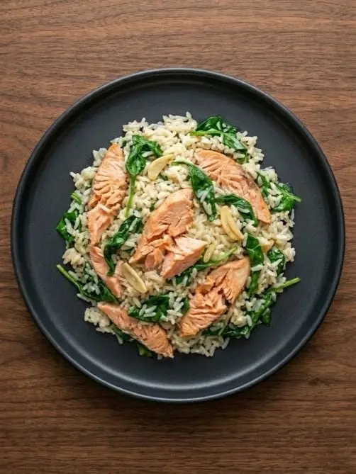 Arroz con ternera picada y champiñones