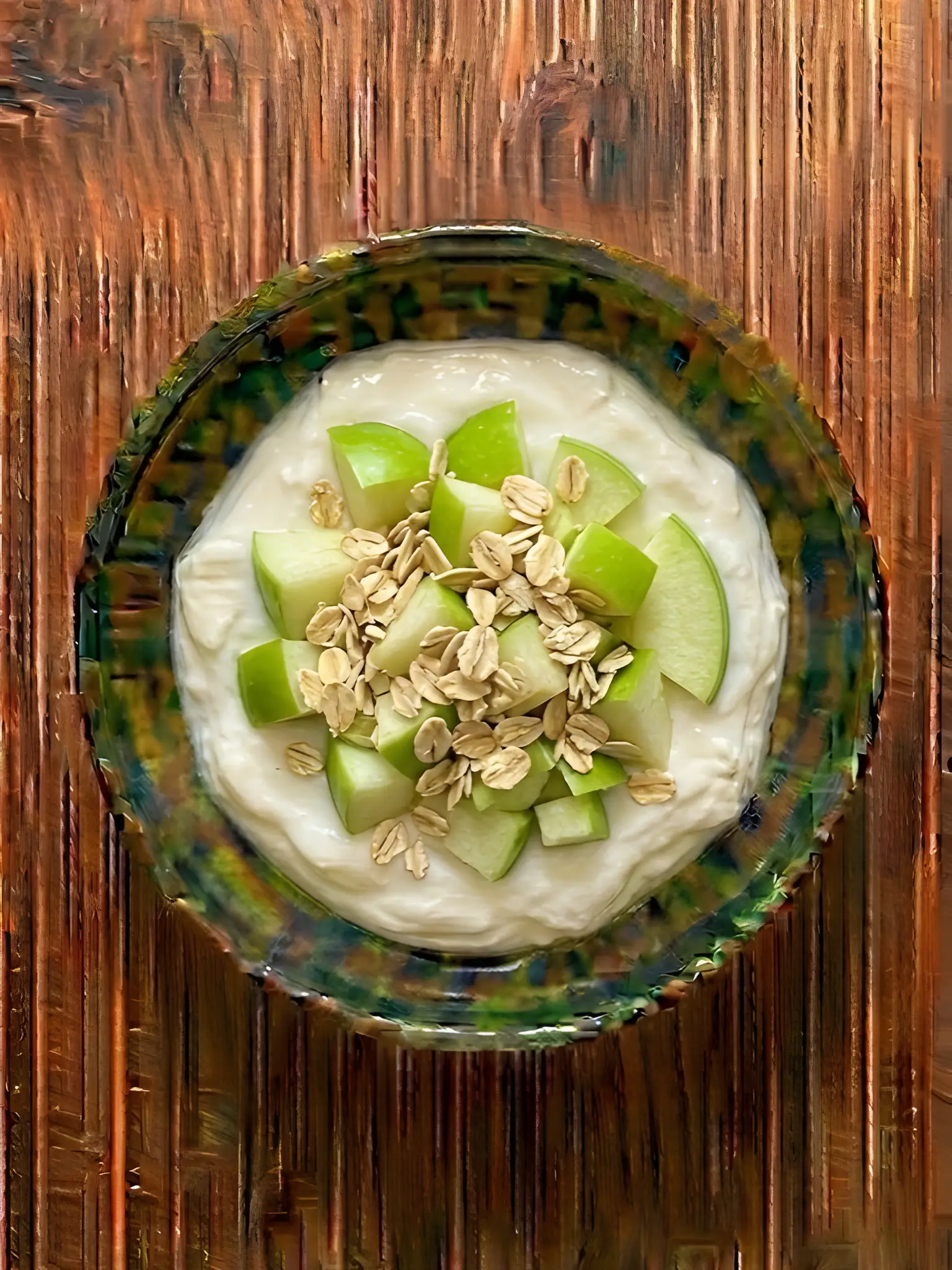 Yogur natural con avena y manzana