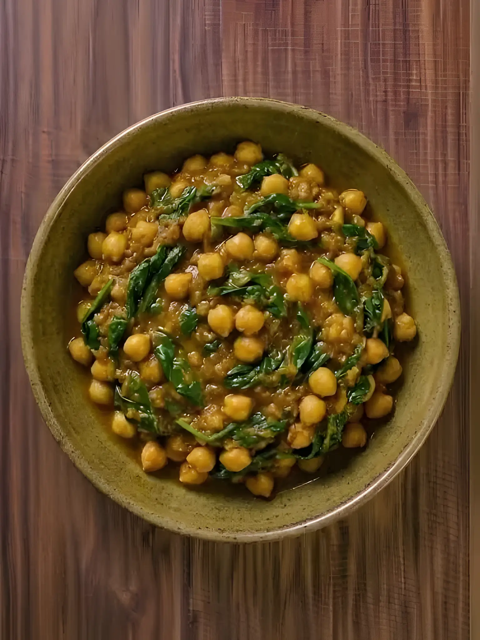 Curry rápido de garbanzos con espinacas