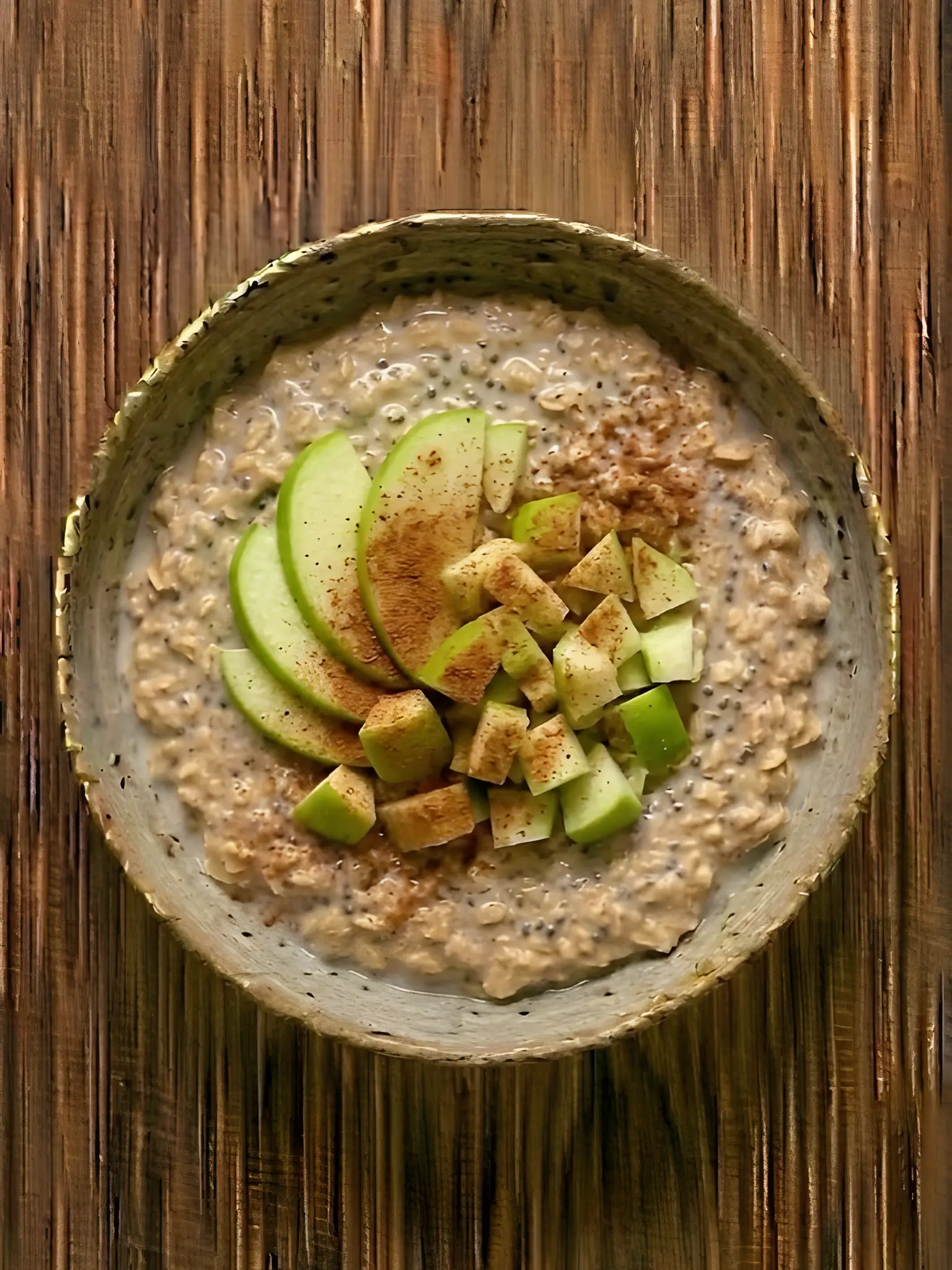 Avena remojada (overnight oats) con manzana y canela