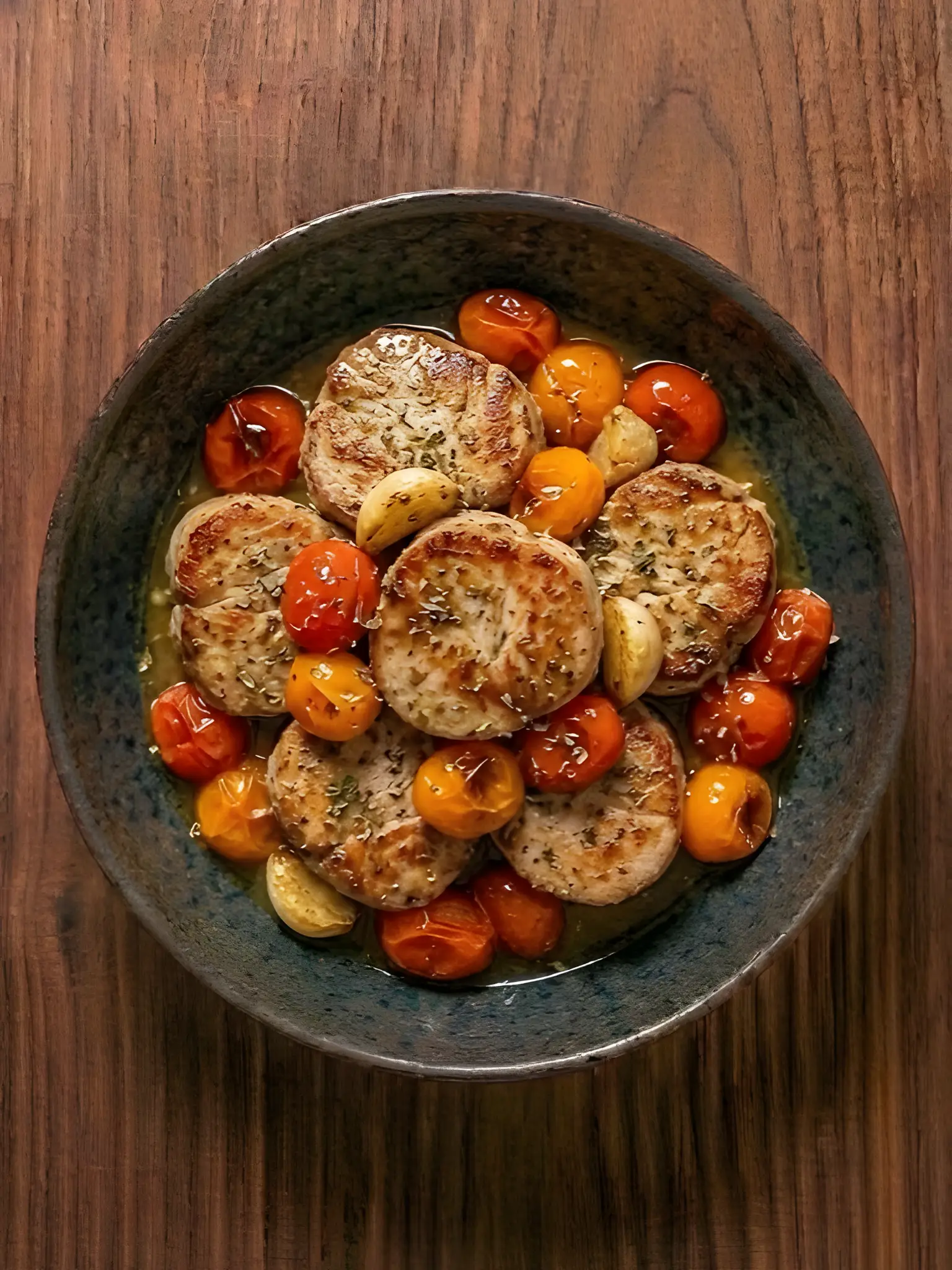 Medallones de pavo con tomate cherry