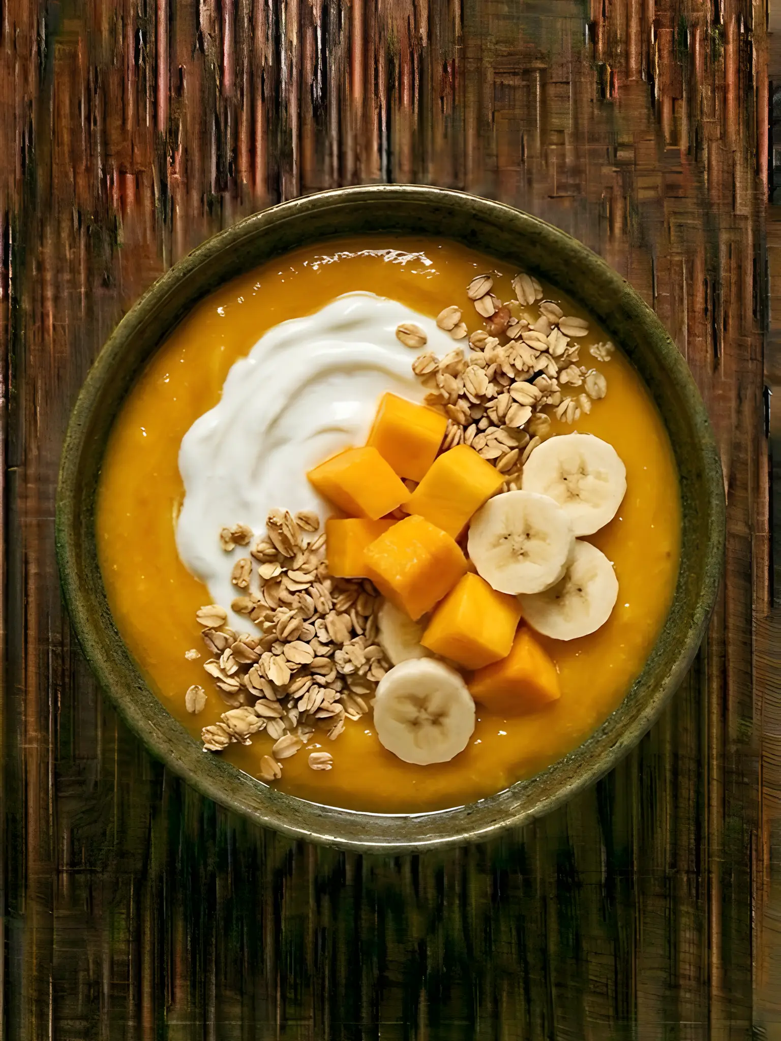 Smoothie bowl de mango y plátano