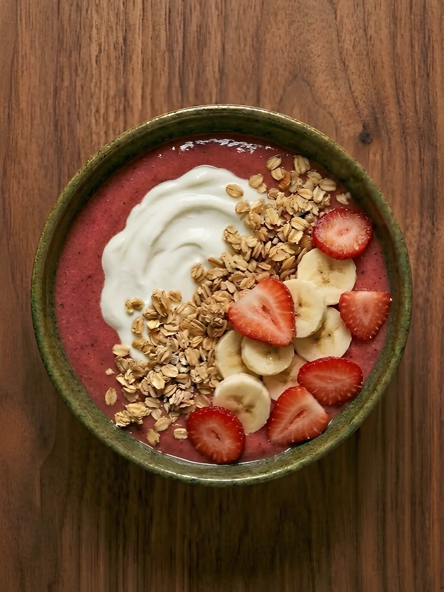 Smoothie bowl de plátano y fresa