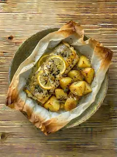 Merluza al Horno con Patatas Panadera