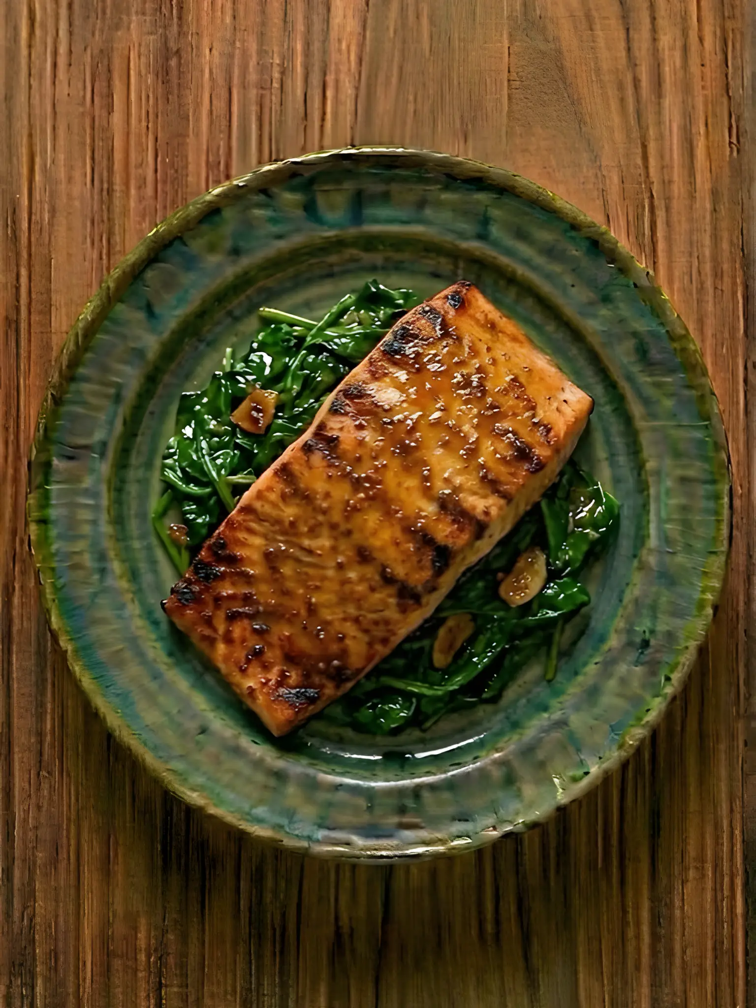 Salmon en airfryer con espinacas