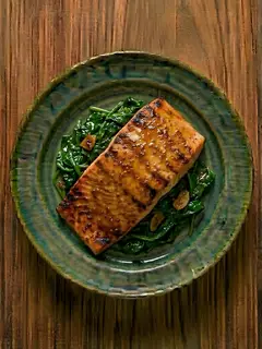 Salmon en airfryer con espinacas