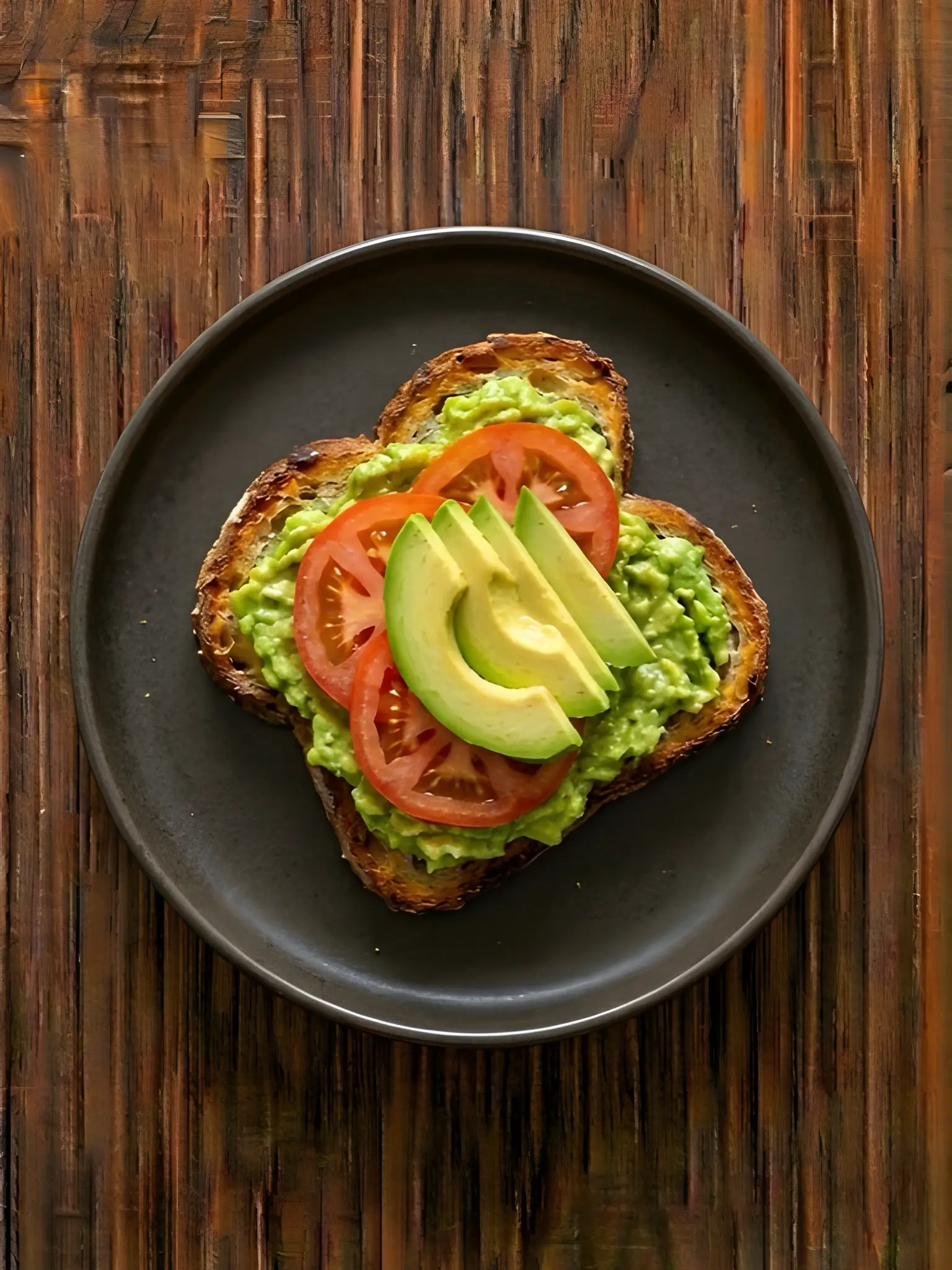 Tostada de pan de molde con aguacate y tomate