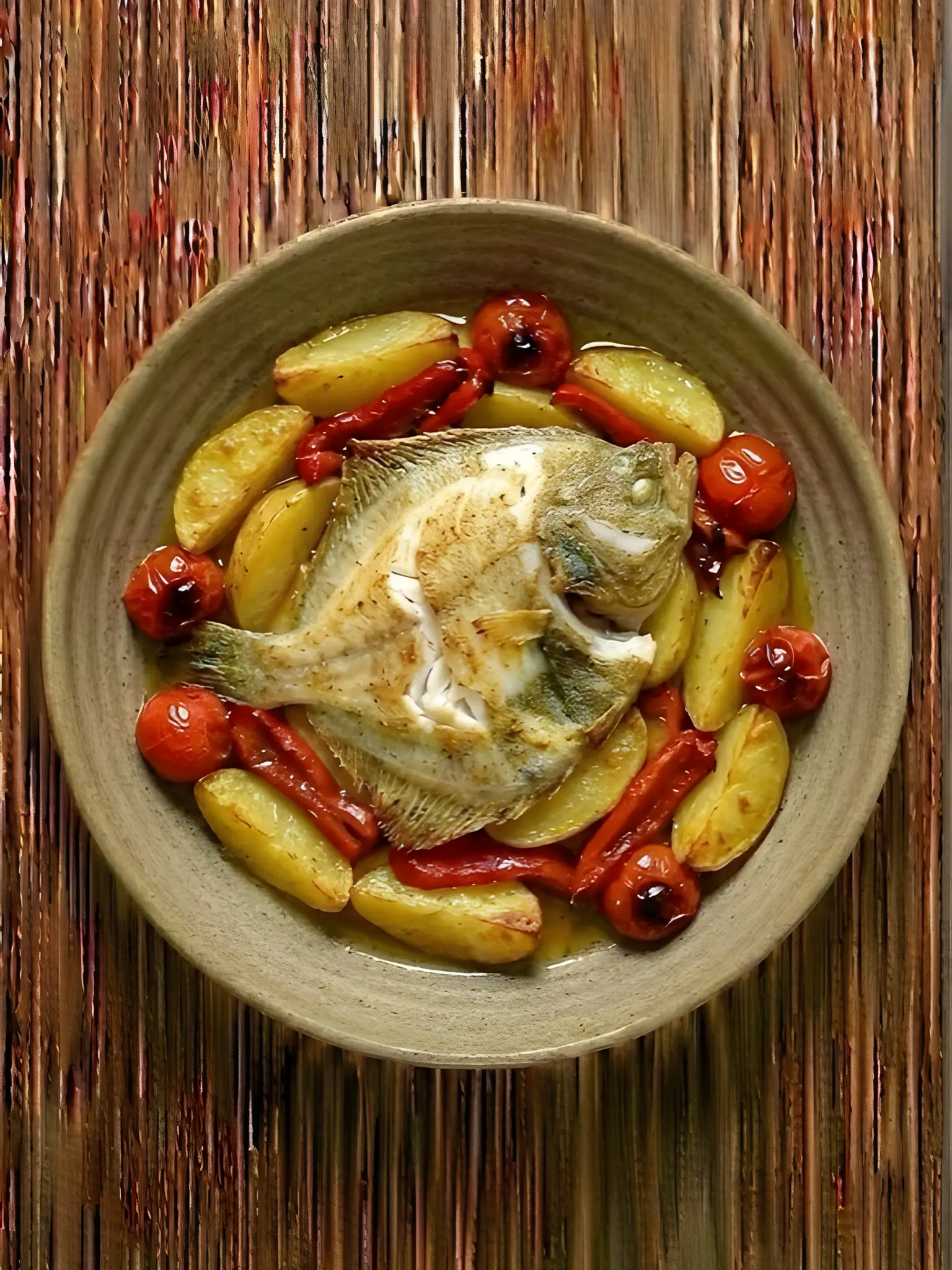 Rodaballo Asado al Horno con Verduras