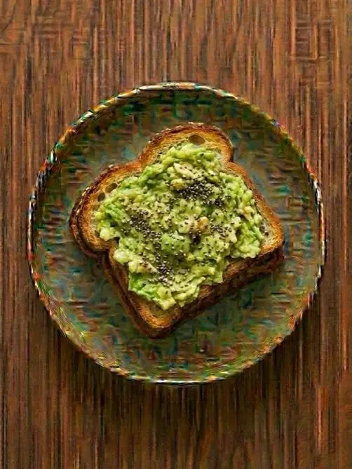 Tostada de pan de cristal con aguacate y semillas de chia