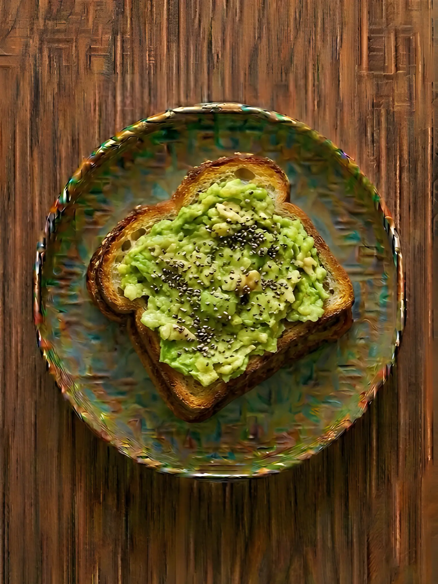 Tostada de pan de cristal con aguacate y semillas de chia