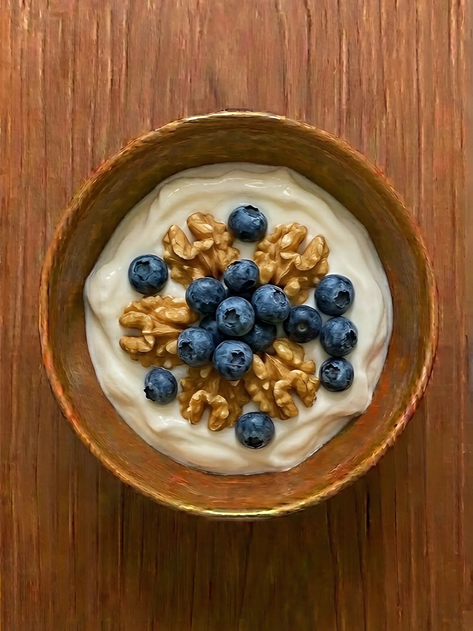Yogur natural con nueces y arándanos