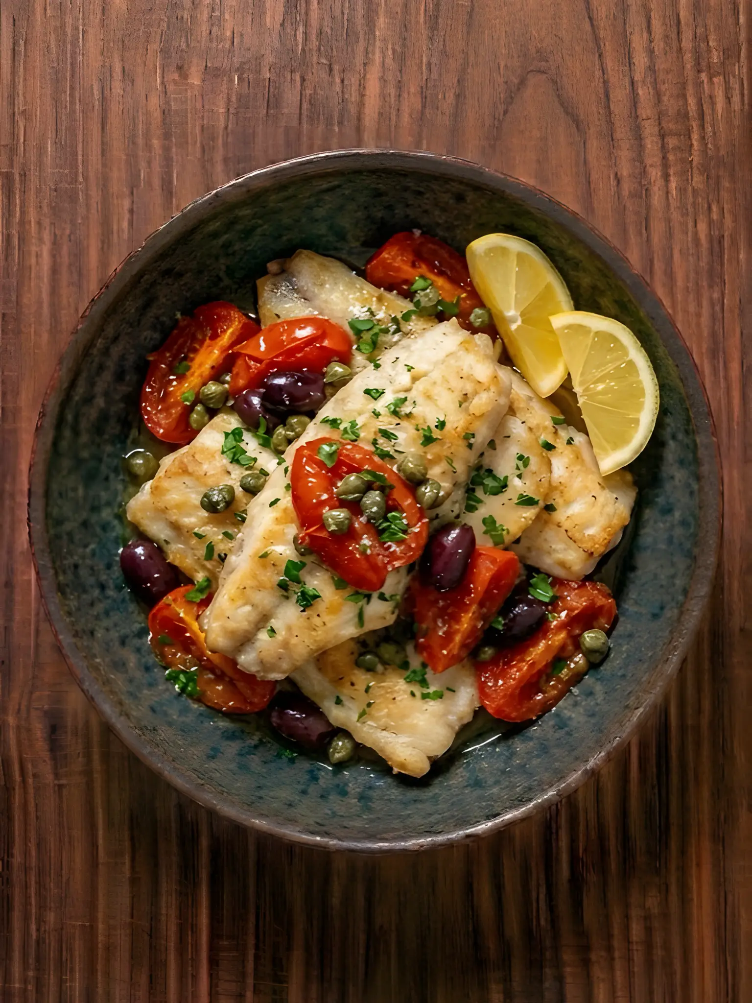 Merluza al horno con tomates