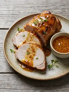Lomo de cerdo al horno con miel y mostaza