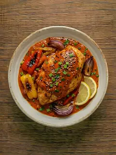 Pechuga con Salsa de Pimientos Asados