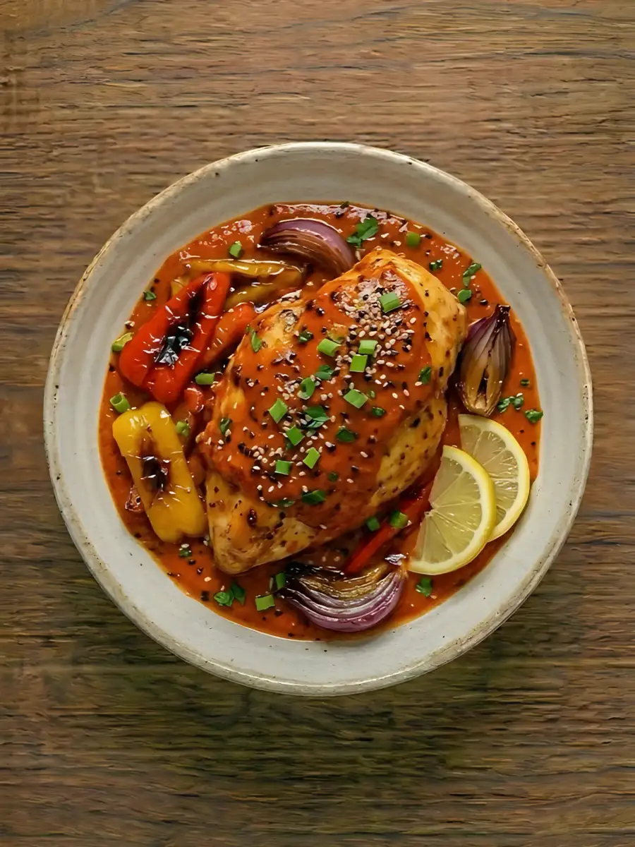 Foto de Pechuga con Salsa de Pimientos Asados