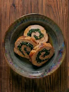 Cinta de lomo rellena de espinacas
