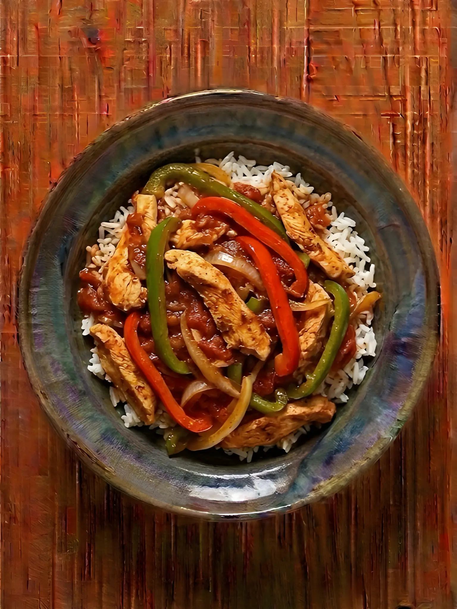 Fajitas de pollo con arroz y pimientos