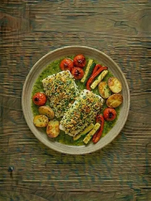 Merluza con Costra de Hierbas al Horno