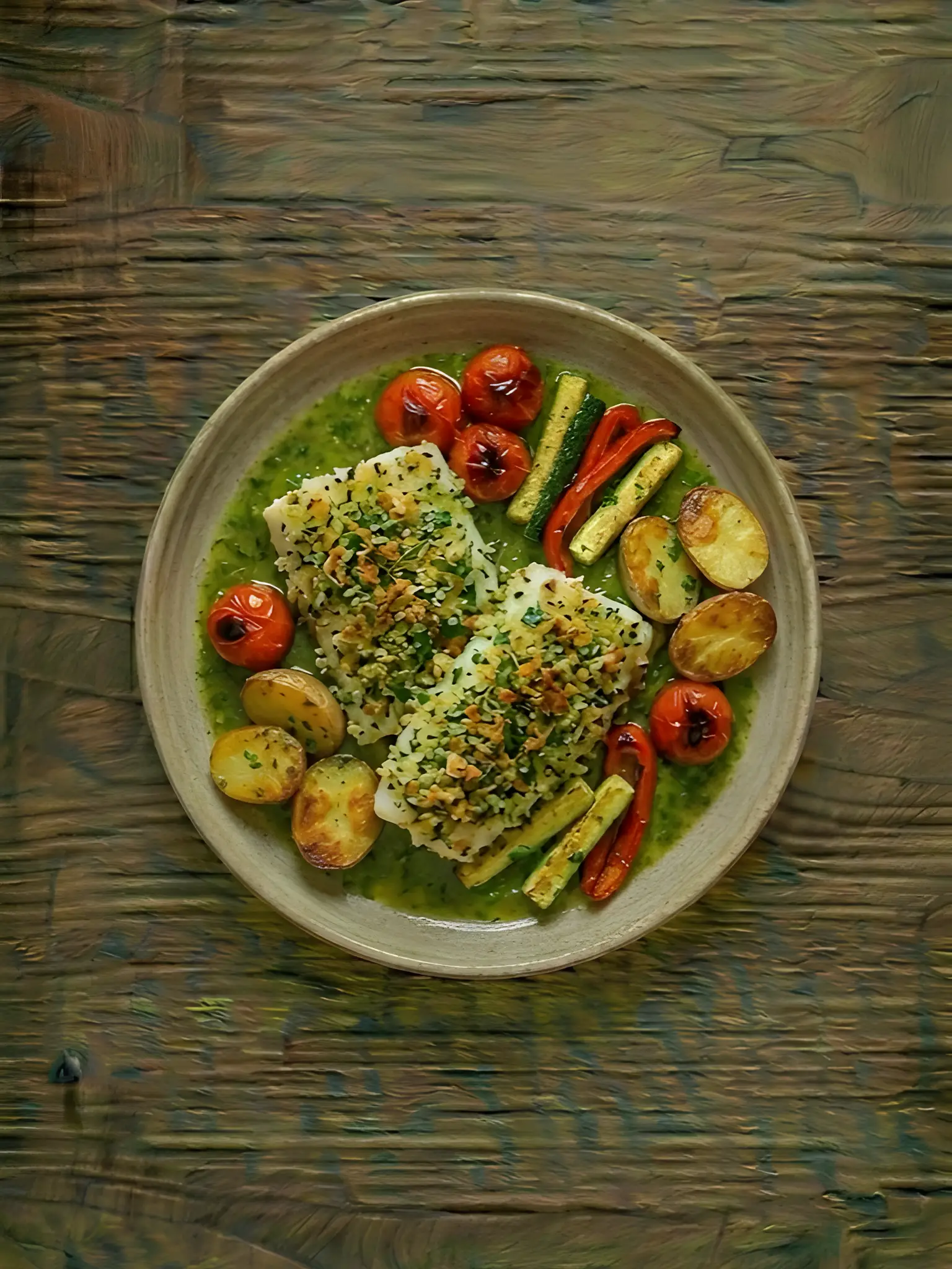 Merluza con Costra de Hierbas al Horno