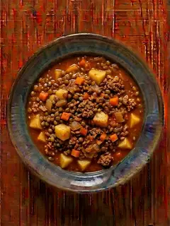 Guiso de lentejas con carne picada magra y patata