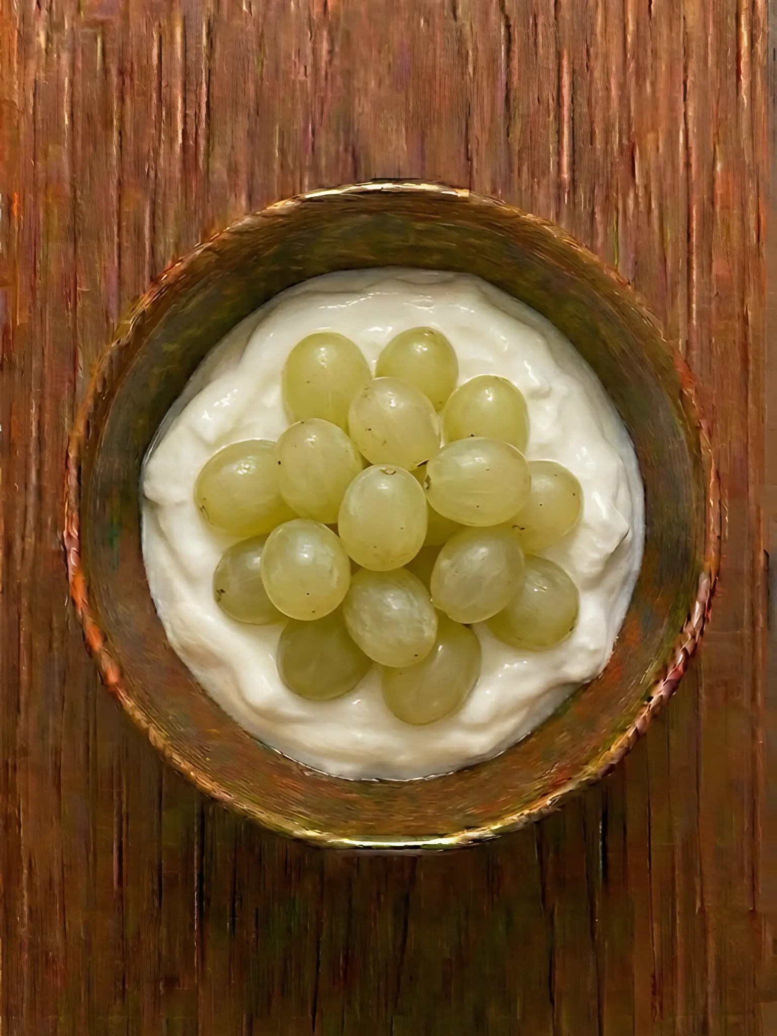Yogur natural con uvas blancas