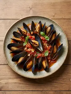 Mejillones en salsa de tomate y vino blanco