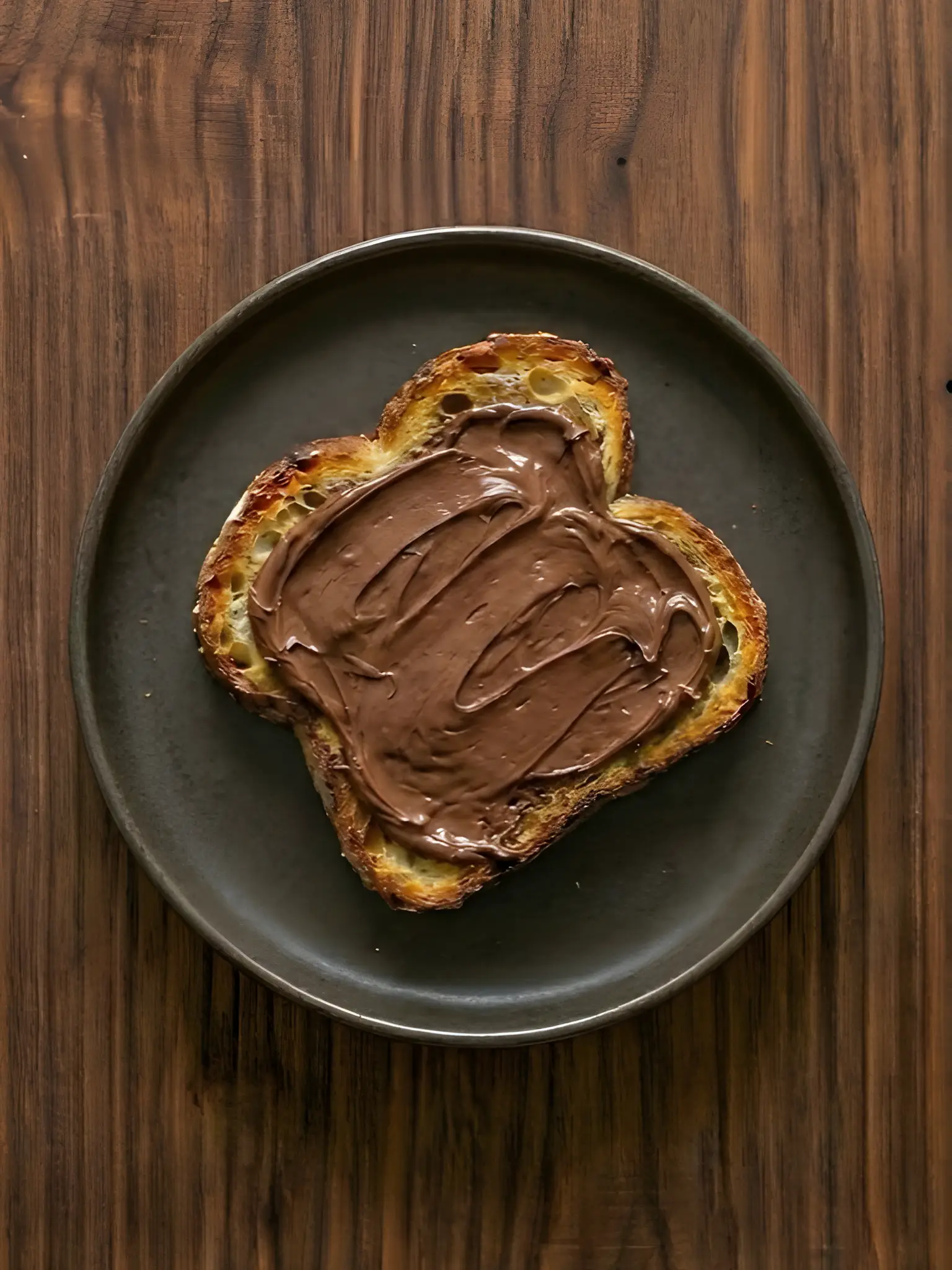 Tostada de pan de molde con crema de cacao