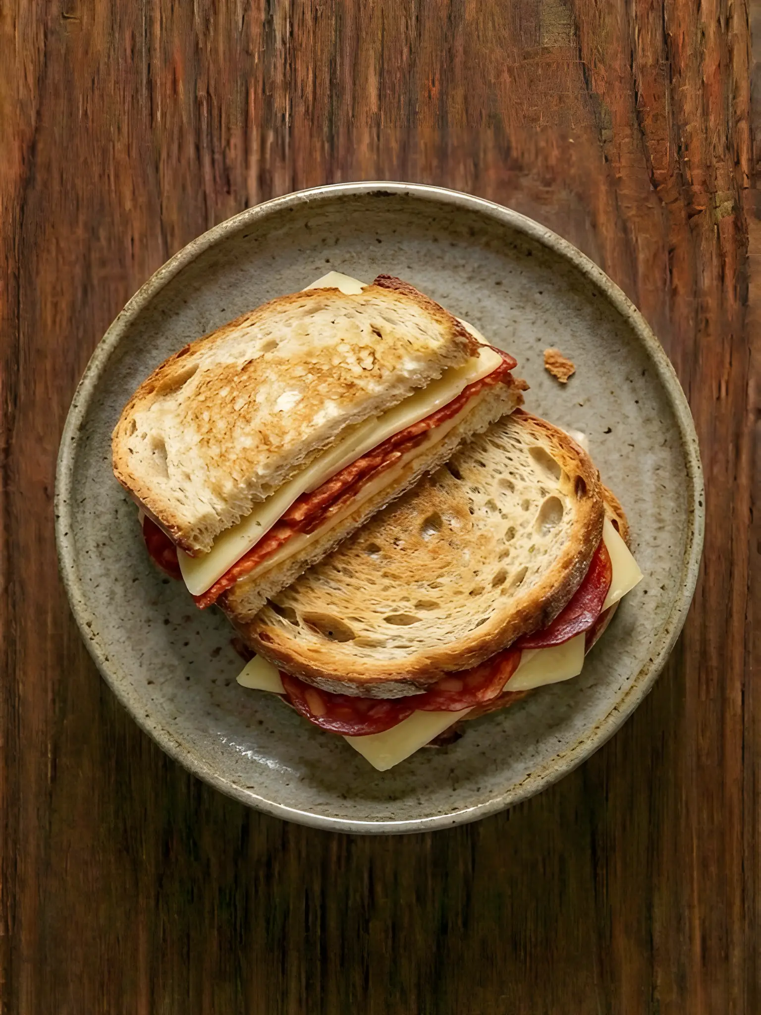 Montadito de chorizo y queso en sandwichera