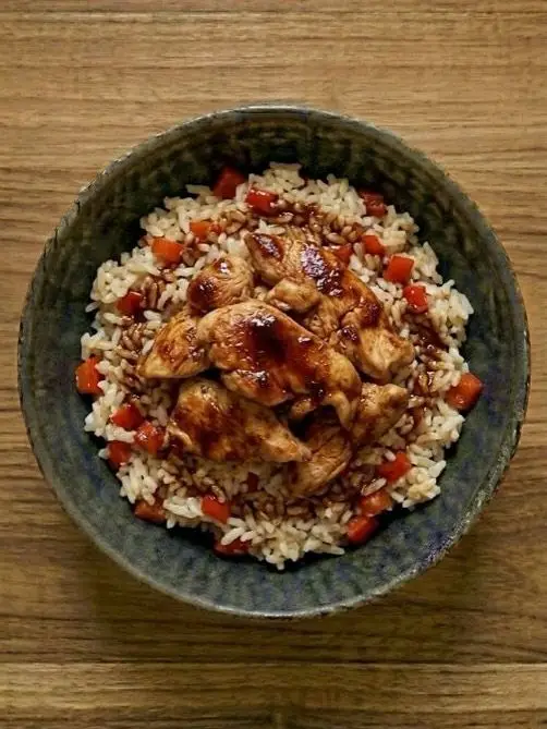 Arroz con pavo y pimiento al pimenton