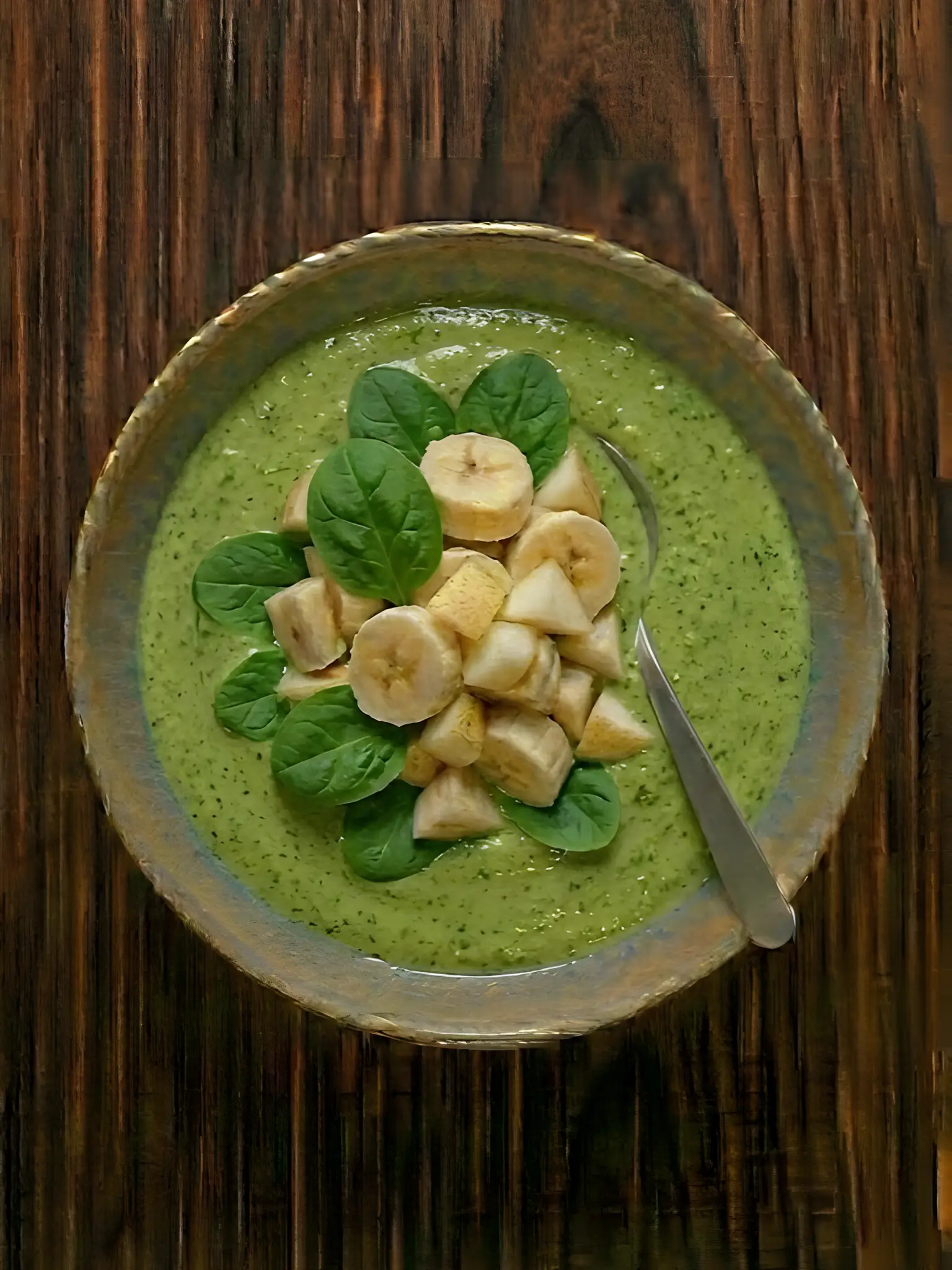 Batido de verde de espinacas y plátano con leche