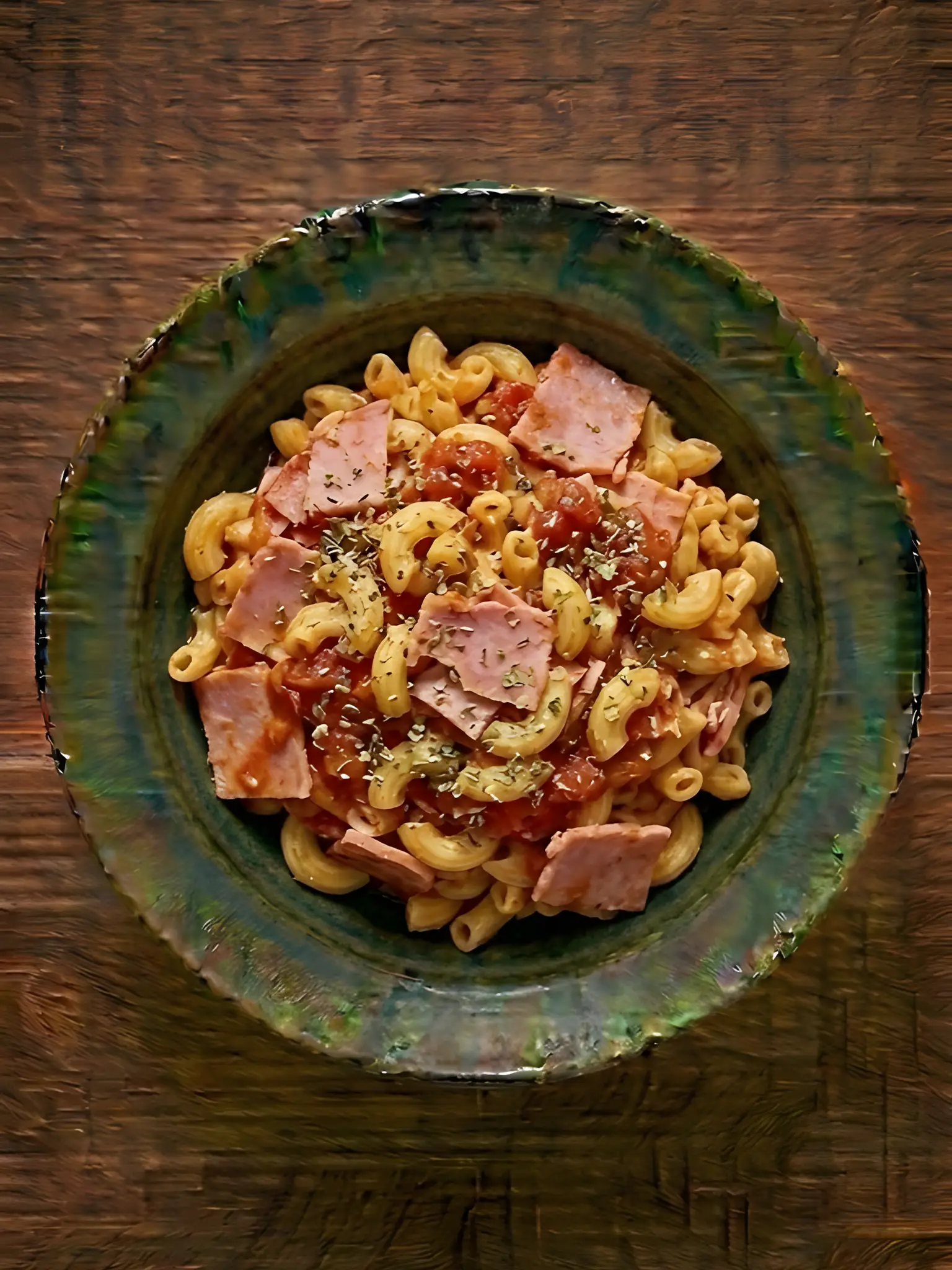 Macarrones con jamón y tomate