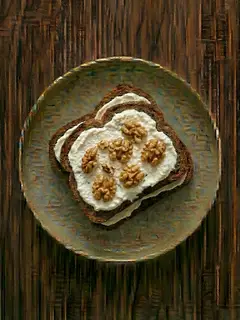 Tostada de centeno con requesón y nueces