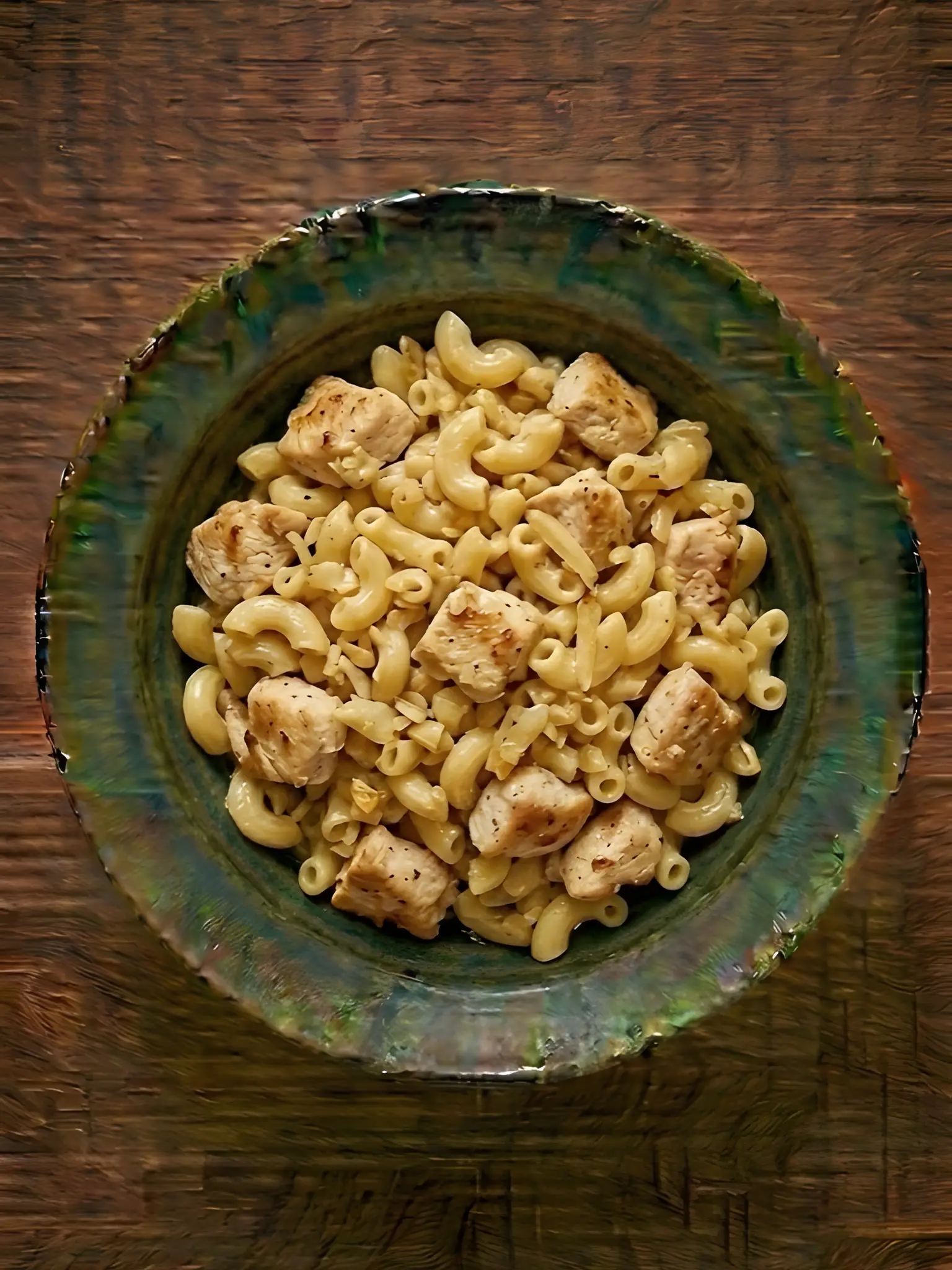Macarrones con pollo al ajillo